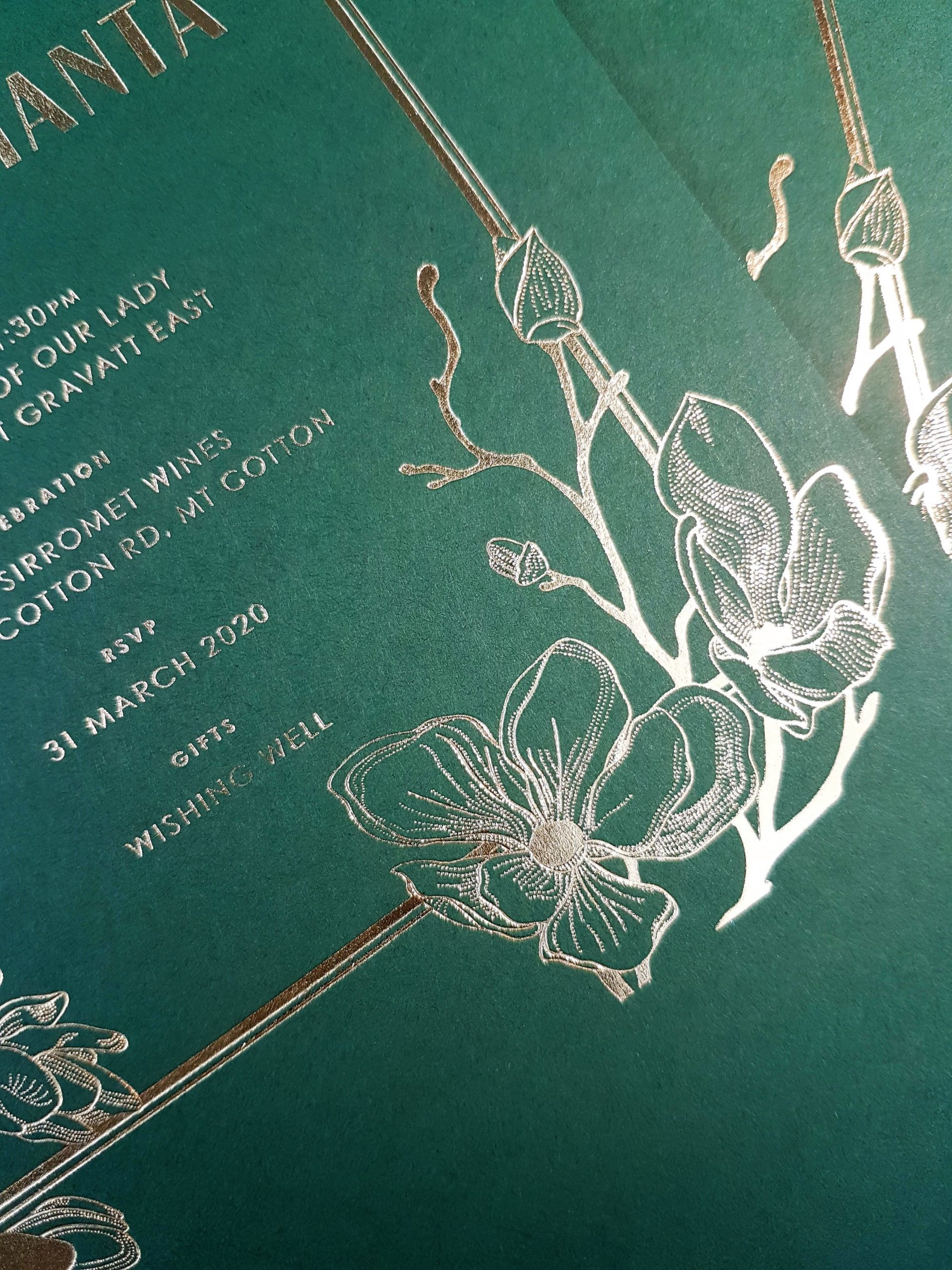 Fine foiling detail on Wedding Invitations